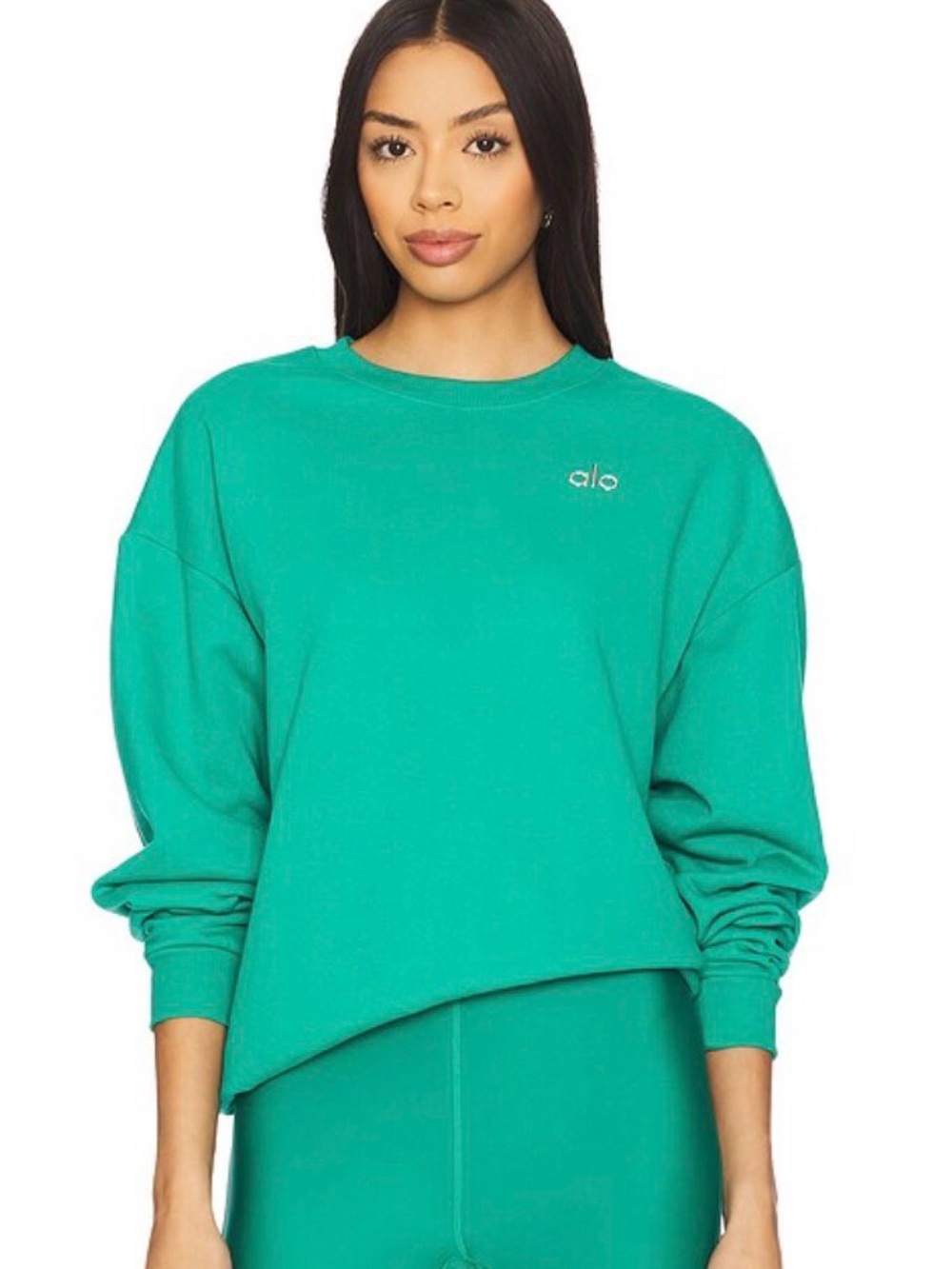 Alo Yoga Accolade Crew Neck Pullover Green Size Medium